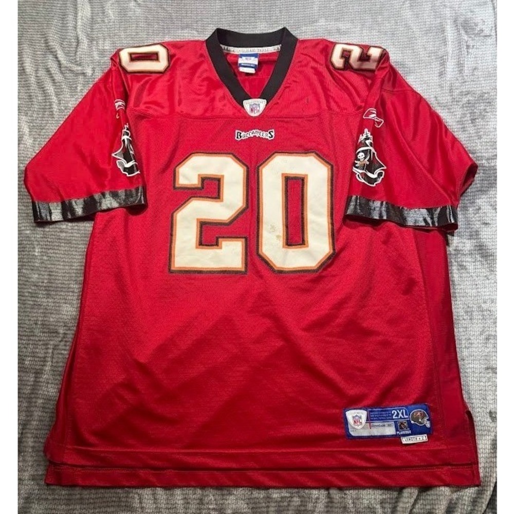 Reebok NFL Tampa Bay Buccaneers Ronde Barber #20 Jersey Red Mens 2XL Helmet Tag